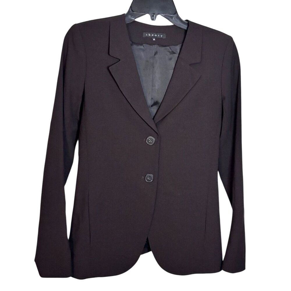 Theory Wool Blazer 00 Black Padded Tailored Suit Jacket